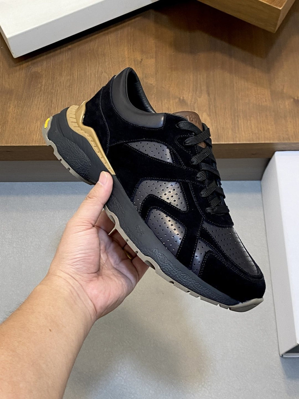 Berluti Black Low-Top Sneakers with Tan Accents — model
