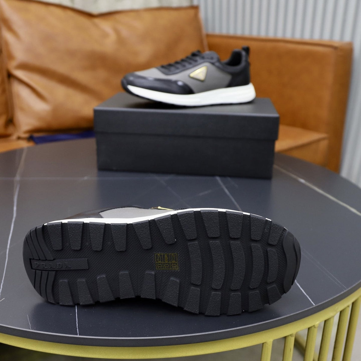 Prada Men's Paneled Lace-Up Sneakers — detail