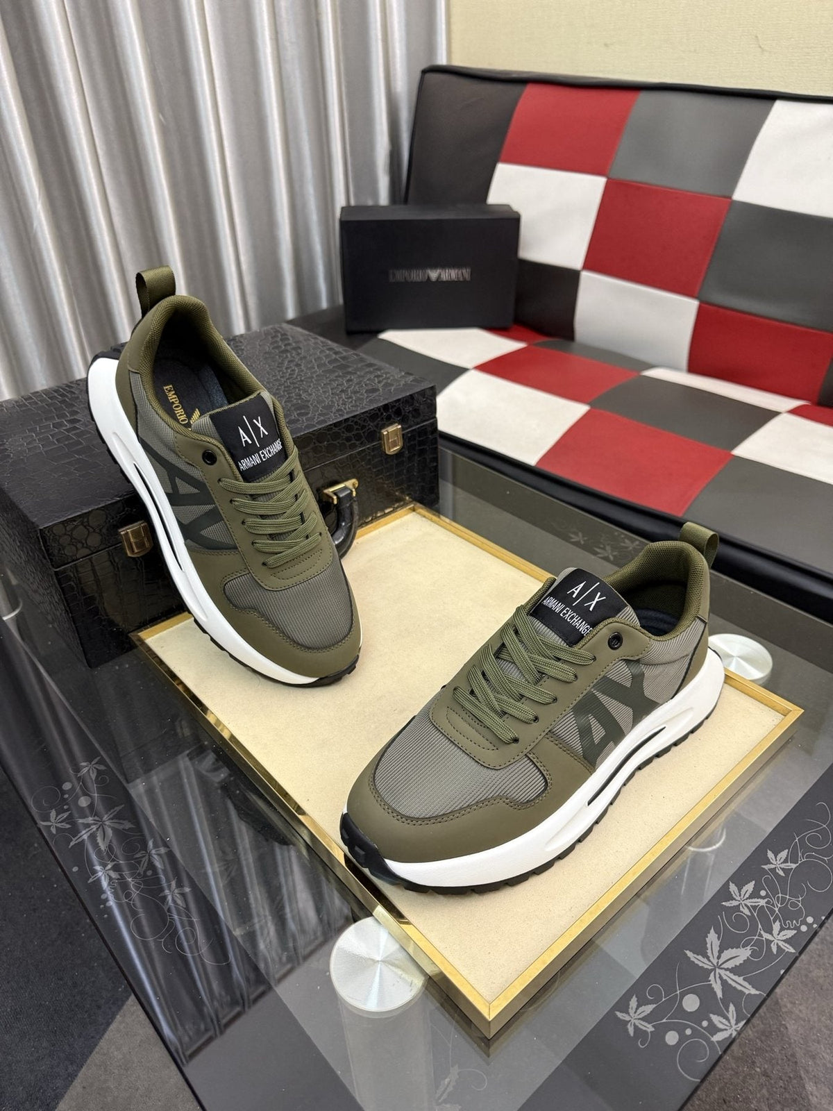 Armani Side-Graphic Casual Sneakers — front