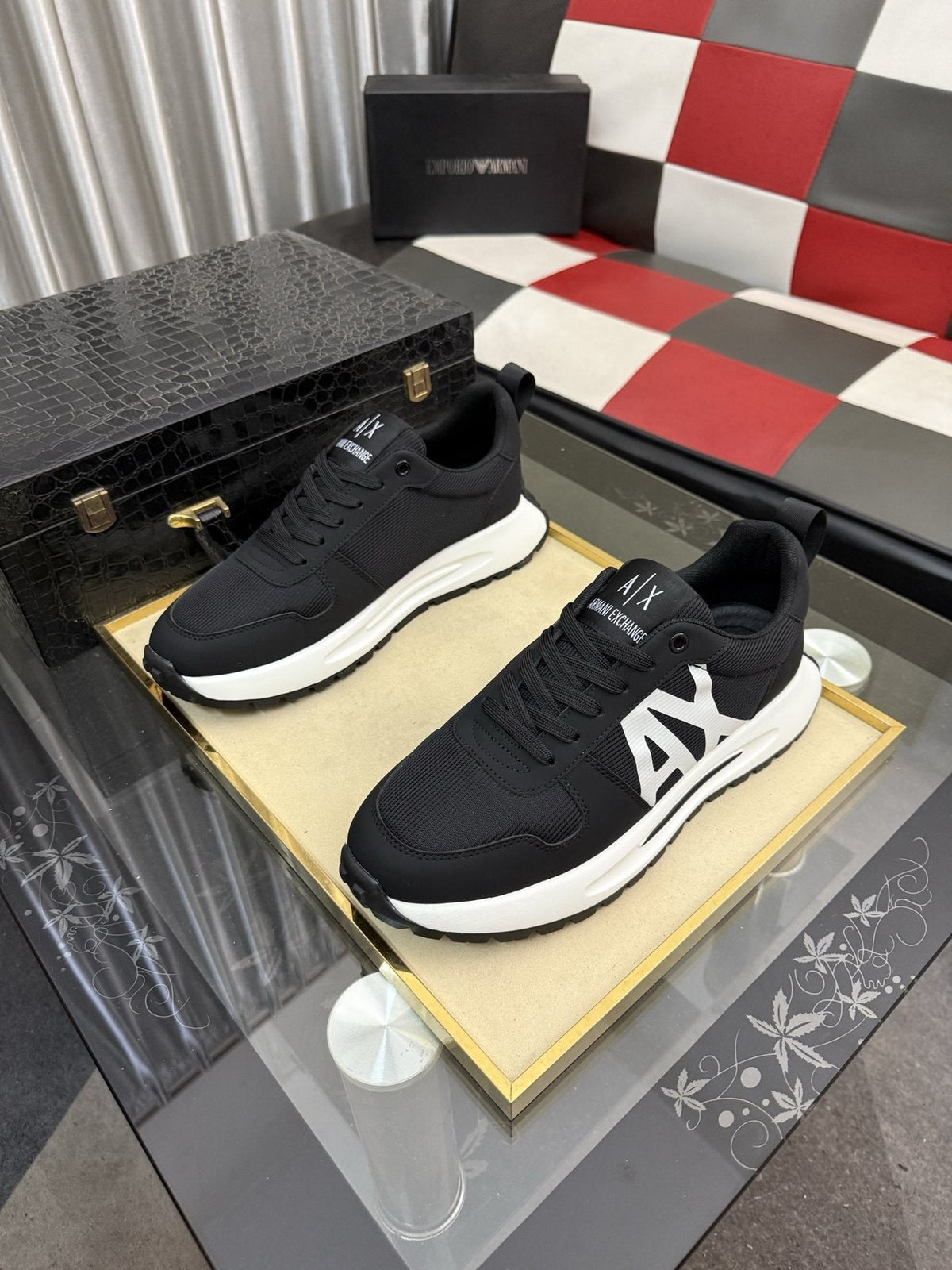 Armani Side-Graphic Casual Sneakers — front