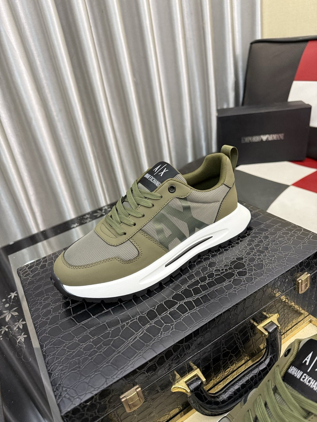 Armani Side-Graphic Casual Sneakers — front
