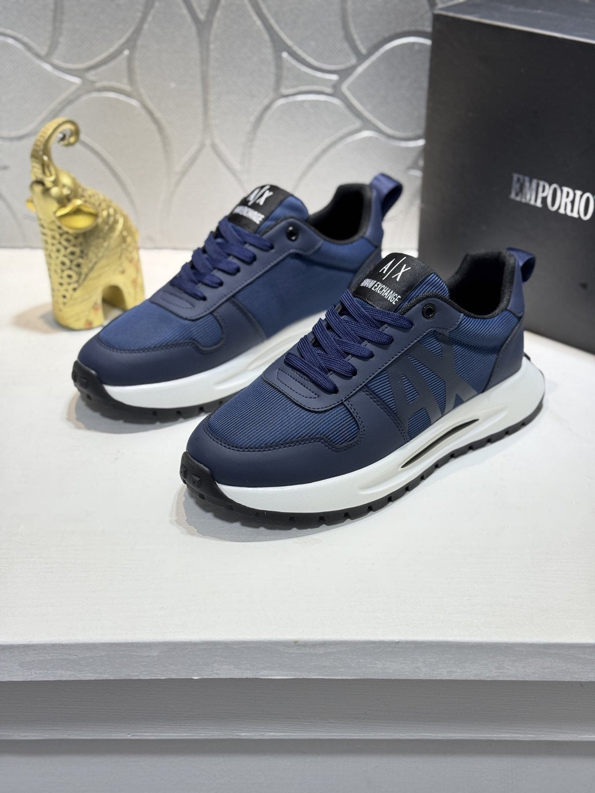 Armani Men's Graphic Side Lace-Up Sneakers — front